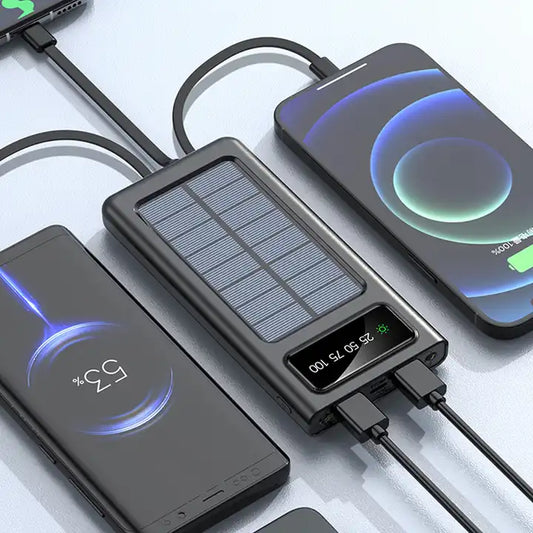 2000mAh Solar Power Bank With 4 Built-in Cables