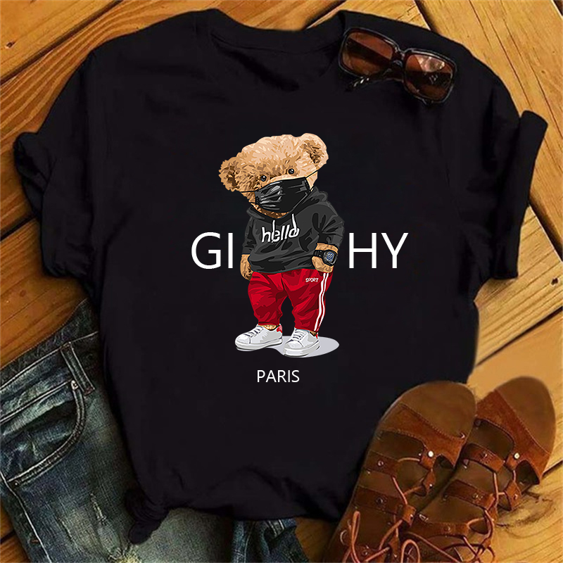 Women's fashion T-shirt Bear 3D printed